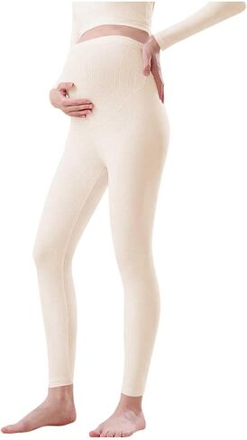 Women's Maternity Leggings Adjustable Waist Over The Belly Cotton Pants Pregnancy Warm Underwear for Workout Yoga in Saudi Arabia