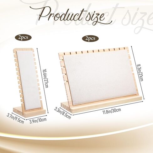 4 قطع من حوامل عرض القلادة، مقاس 2 من الخشب قلادة قلادة حامل مجوهرات رف منظم قواعد قابلة للفصل سطح غير قابل للخدش للمنزل أو متجر بيع عرض لوحات العرض على الطاولة in Kuwait