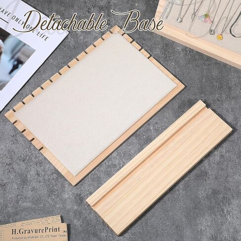 4 قطع من حوامل عرض القلادة، مقاس 2 من الخشب قلادة قلادة حامل مجوهرات رف منظم قواعد قابلة للفصل سطح غير قابل للخدش للمنزل أو متجر بيع عرض لوحات العرض على الطاولة in Kuwait