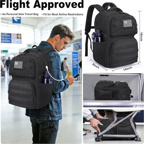 حقيبة ظهر للكمبيوتر المحمول MOZETO، مقاس 17 بوصة مستوحاة من التكتيكات، حقائب ظهر كبيرة للكمبيوتر المحمول للرجال مع منفذ شاحن USB 18 × 14 × 8 معتمدة من الطيران حقيبة سفر شخصية وحقيبة كمبيوتر in Kuwait