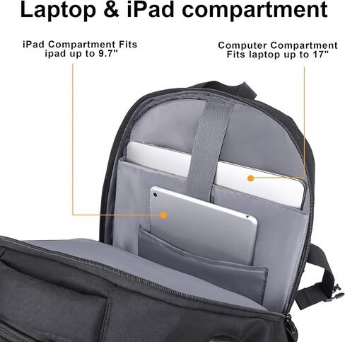 حقيبة ظهر للكمبيوتر المحمول MOZETO، مقاس 17 بوصة مستوحاة من التكتيكات، حقائب ظهر كبيرة للكمبيوتر المحمول للرجال مع منفذ شاحن USB 18 × 14 × 8 معتمدة من الطيران حقيبة سفر شخصية وحقيبة كمبيوتر in Kuwait