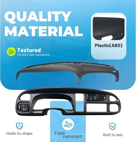 Dash & Bezel Cover Compatible with 1998-2002 Dodge Ram 1500 2500 3500 Trucks Black Dash Board Bezel W/Vents & Grey Dash Cover Overlay - 2 Packages in Saudi Arabia