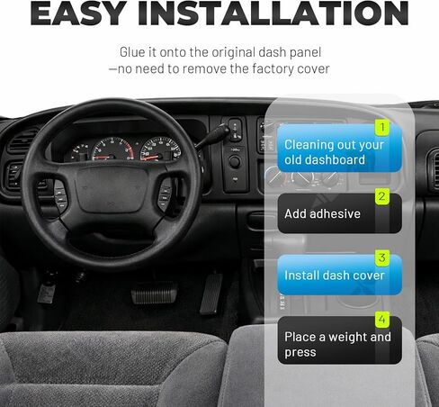 Dash & Bezel Cover Compatible with 1998-2002 Dodge Ram 1500 2500 3500 Trucks Black Dash Board Bezel W/Vents & Grey Dash Cover Overlay - 2 Packages in Saudi Arabia