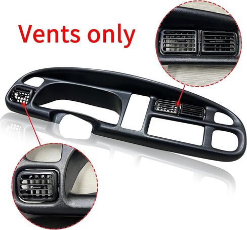 Dash & Bezel Cover Compatible with 1998-2002 Dodge Ram 1500 2500 3500 Trucks Black Dash Board Bezel W/Vents & Grey Dash Cover Overlay - 2 Packages in Saudi Arabia