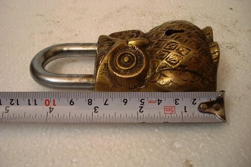 Brass Padlock - Lock with Keys - Working Functional - Brass Made - Type : (OWL - Brass Finish) in Kuwait
