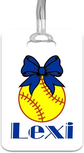 بطاقة اسم Daisy Lane Softball للحقيبة، فكرة هدية مخصصة لفريق الفتيات، ملحق اسم معرف مخصص، هدية عيد ميلاد اللاعب in Kuwait