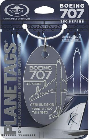 PlaneTags B707 رمادي غامق | جلد أصلي للطائرات | سلاسل المفاتيح | علامات الأمتعة | الذيل # N88ZL | هدايا ل Avgeeks | هدايا للطيارين in Kuwait
