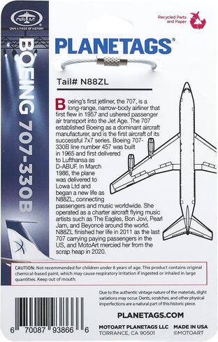 PlaneTags B707 رمادي غامق | جلد أصلي للطائرات | سلاسل المفاتيح | علامات الأمتعة | الذيل # N88ZL | هدايا ل Avgeeks | هدايا للطيارين in Kuwait