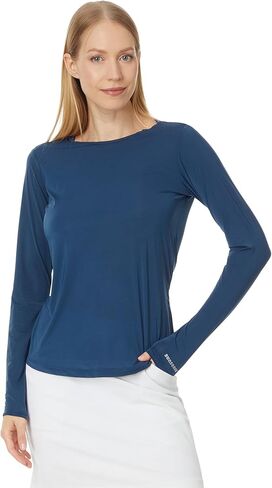 Jamie Sadock® Sunsense® Crew Neck Top Long Sleeve T-Shirt for Women – Straight Hemline – Blended Nylon Oasis MD One Size in Saudi Arabia