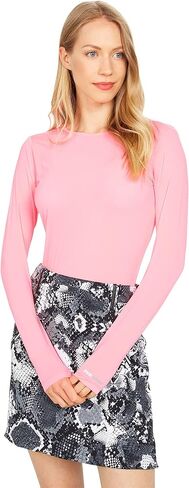 Jamie Sadock® Sunsense® Crew Neck Top Long Sleeve T-Shirt for Women – Straight Hemline – Blended Nylon Oasis MD One Size in Saudi Arabia