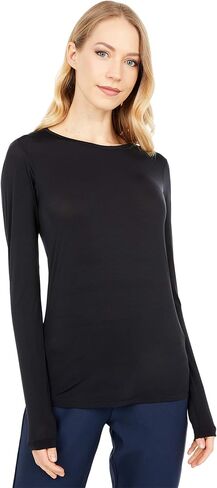 Jamie Sadock® Sunsense® Crew Neck Top Long Sleeve T-Shirt for Women – Straight Hemline – Blended Nylon Oasis MD One Size in Saudi Arabia