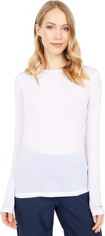 Jamie Sadock® Sunsense® Crew Neck Top Long Sleeve T-Shirt for Women – Straight Hemline – Blended Nylon Oasis MD One Size in Saudi Arabia