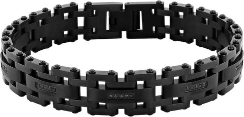Men's 8.5" Black Stainless Steel Bracelet – Bold Link Design in Saudi Arabia
