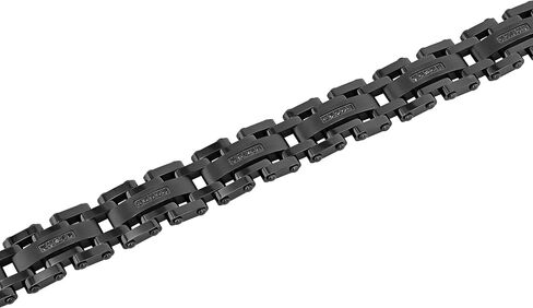 Men's 8.5" Black Stainless Steel Bracelet – Bold Link Design in Saudi Arabia