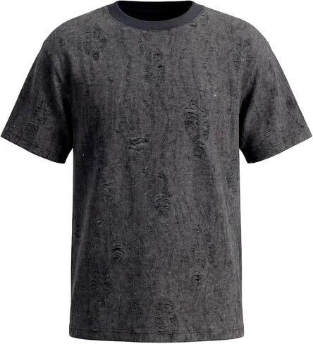 Men's Sequin Print T-Shirt Round Neck, Short Sleeves Soft Stretch Fabric Casual Relaxed fit Printed top in Saudi Arabia