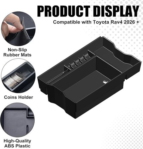 Center Console Organizer for 2026 Toyota RAV4, Armrest Storage Box Insert, No-Drill Installation, Interior Organizer with Privacy Protection, 2026 Toyota RAV4 Accessories in Kuwait