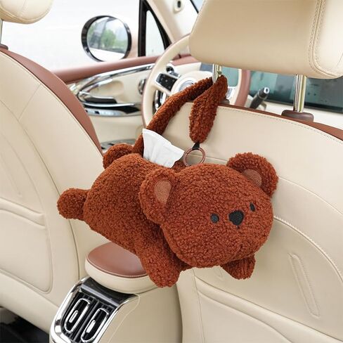 Cute Car Tissue Holder Rabbit Plush Hanging Paper Dispenser Decorative Organizer for Seat Back Funny Animal Design for Home Car Office (Cat) in Saudi Arabia
