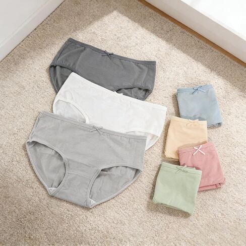 7 PCS Underwear for Women, Ladies Mid-Rise Cotton Panties, Soft Breathable Briefs with Cute Bow Detail for Daily Wear in Saudi Arabia