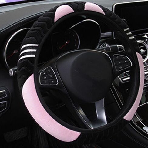Car Steering Wheel Cover Little Monster Styling Decor Steering Wheel Elastic Covers for Men Women Winter Plush Warm Cover (Pink) in Saudi Arabia