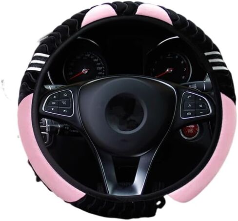 Car Steering Wheel Cover Little Monster Styling Decor Steering Wheel Elastic Covers for Men Women Winter Plush Warm Cover (Pink) in Saudi Arabia