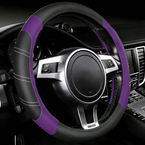 NBTEPEM غطاء عجلة قيادة السيارة المخصص لسيارة Honda Accord، Civic، CR-V، HR-V، Pilot، أغطية عجلة القيادة الرياضية المصنوعة من الجلد المصنوع من الألياف الدقيقة 14.5-15 بوصة، مضاد للانزلاق، آمن، ناعم (أسود-أحمر) in Kuwait