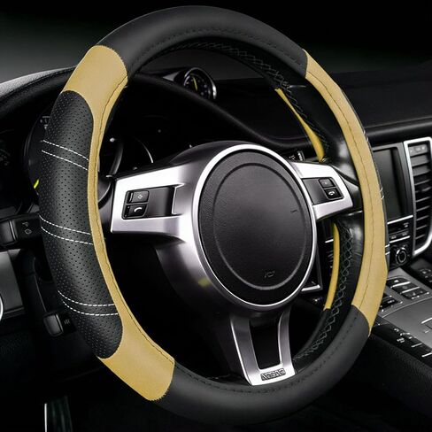 NBTEPEM غطاء عجلة قيادة السيارة المخصص لسيارة Honda Accord، Civic، CR-V، HR-V، Pilot، أغطية عجلة القيادة الرياضية المصنوعة من الجلد المصنوع من الألياف الدقيقة 14.5-15 بوصة، مضاد للانزلاق، آمن، ناعم (أسود-أحمر) in Kuwait