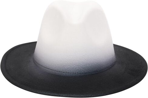 Gradient-Colored Dress Hats for Men, Women's Fedoras, Felt Panama Wide-Brimmed Hats, Suitable for Holiday Parties. in Saudi Arabia