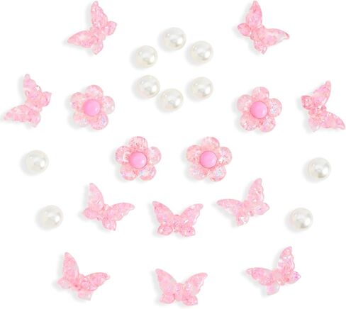 Butterfly Shoe Charms for Girls, Sparkling Rhinestones, Flowers,Pearl Shoe Decoration Charms Accessories, DIY Shoe Decoration Charms for Party Favor, Ideal Gift in Saudi Arabia