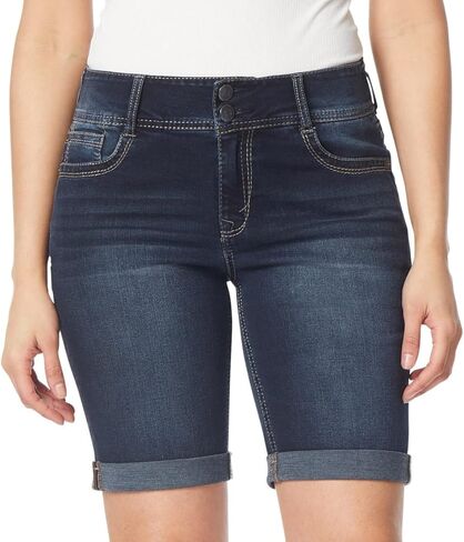 WallFlower Shorts for Women Luscious Curvy 9-Inch Bermuda Denim Mid-Rise Short- Betsy, 22 Plus in Saudi Arabia