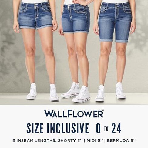WallFlower Shorts for Women Luscious Curvy 9-Inch Bermuda Denim Mid-Rise Short- Betsy, 22 Plus in Saudi Arabia