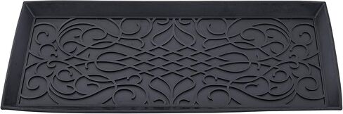Superio Rubber Boot & Shoe Tray, 34 x 14 x 2 Rectangle, Heavy Duty, Protects Floors from Water and Dirt, Waterproof for All Weather Indoor Outdoor Use, Black (2) in Saudi Arabia