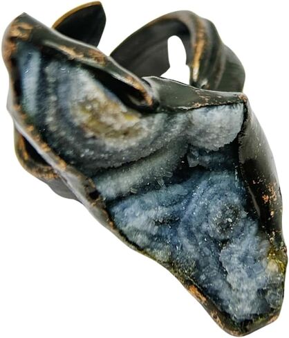 العقيق Druzy الطبيعي كريستال واضح خاتم بيان للنساء خواتم كبيرة قابل للتعديل حجم مفتوح الأحجار الكريمة لذيذ العصرية بسيطة حفل زفاف الفرقة الإبهام خواتم عيد ميلاد هدايا مجوهرات لها in Kuwait