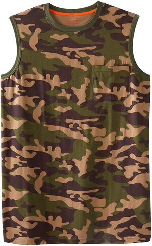Boulder Creek by Kingsize Men's Big & Tall Heavyweight Pocket Muscle Tee - 6XL, Olive Camo in Saudi Arabia