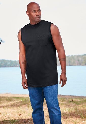 Boulder Creek by Kingsize Men's Big & Tall Heavyweight Pocket Muscle Tee - 6XL, Olive Camo in Saudi Arabia