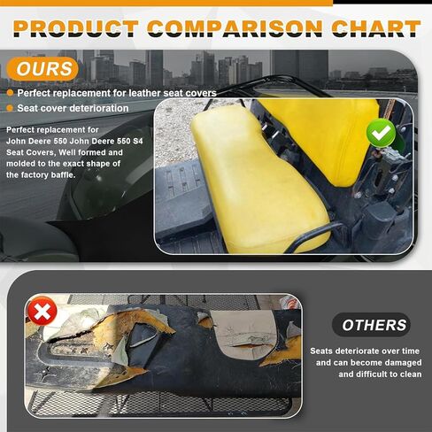 غطاء مقعد بديل لمقعد John Deere Gator XUV 550 550 S4 866A، استبدال غطاء مقعد جلدي شديد التحمل، أصفر in Saudi Arabia