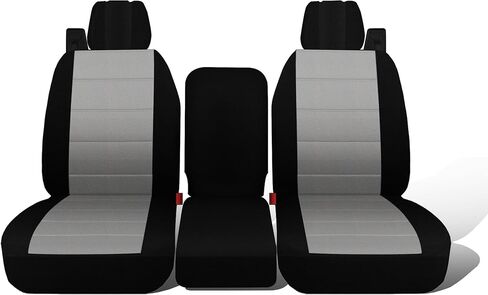 Jokuye 40/20/40 أغطية مقاعد أمامية مقسمة لسيارة Ford F150 XL Standard Cab 2004 2005 2006 2007 2008، قماش أكسفورد عالي التحمل مع أحزمة أمان مدمجة وغطاء مسند ذراع مركزي - رمادي in Saudi Arabia