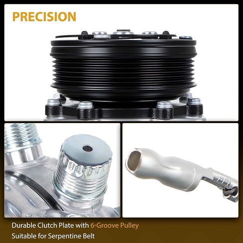 Universal AC Compressor with 6PK Clutch for Sanden SD-7 Style, 6 Groove Serpentine Belt 12V HC5005BK in Saudi Arabia