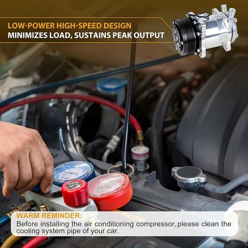 Universal AC Compressor with 6PK Clutch for Sanden SD-7 Style, 6 Groove Serpentine Belt 12V HC5005BK in Saudi Arabia