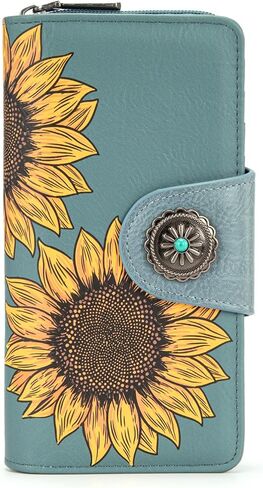 Montana West Women's Wallets Western Sunflower Wallet Women Large Capacity Credit Card Wallet Ladies Female Bifold Clutch Wallets with ID Window and Coin Purse in Saudi Arabia