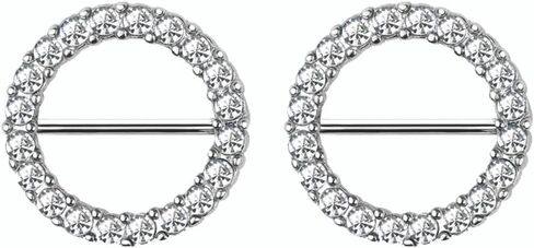 Satix 2PCS 316L Surgical Steel 14G Clicker Nipple Rings Shiny CZ Hinged Nipple Shield Barbell Bar Piercing Jewelry 14mm 9/16 Inch in Saudi Arabia