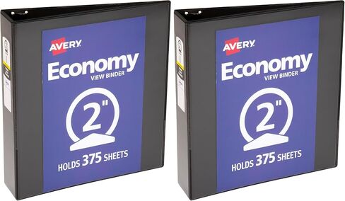 Avery Economy View 3 Ring Binder, 2" Round Rings, 1 Black Binder (05781) in Saudi Arabia