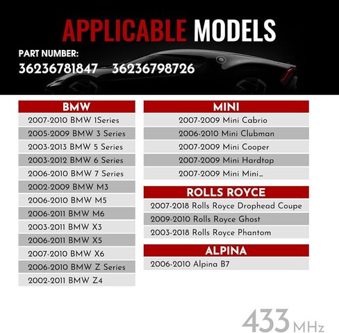 36236798726 TPMS Sensor, 433Mhz Tire Pressure Monitoring System Sensor for BMW MINI Aston Martin Rolls Royce Replace 36236781847 36142360420 4 Pack - 4 Replaceable Valve Stems in Saudi Arabia