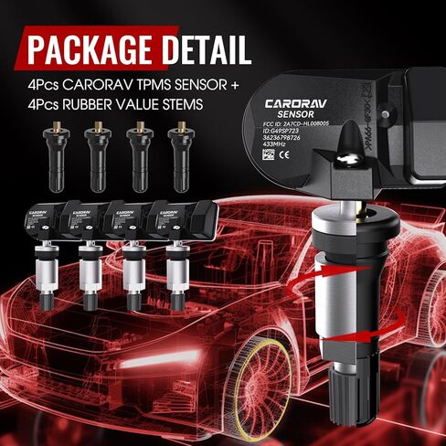 36236798726 TPMS Sensor, 433Mhz Tire Pressure Monitoring System Sensor for BMW MINI Aston Martin Rolls Royce Replace 36236781847 36142360420 4 Pack - 4 Replaceable Valve Stems in Saudi Arabia