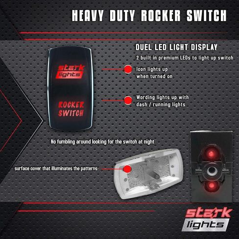 Deer Hunter - Red - Stark 5-PIN Laser Etched LED Rocker Switch Dual Light - 20A 12V ON/Off in Saudi Arabia
