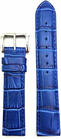 NewLife 19mm Blue Genuine Leather Watchband | Alligator Crocodile Grained, Lightly Padded Replacement Watchstrap that brings to Any Watch (Mens Standard Length) in Saudi Arabia