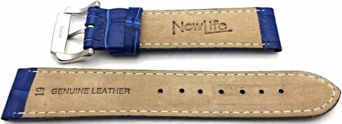 NewLife 19mm Blue Genuine Leather Watchband | Alligator Crocodile Grained, Lightly Padded Replacement Watchstrap that brings to Any Watch (Mens Standard Length) in Saudi Arabia