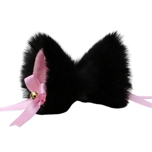2Pcs Cute Pink and Black Cat Ears Hair Clips Pins Hairpin Anime Lolita Cosplay Headwear Neko Cat Ears Headpiece Halloween Hair Accessories Headbands Hats and Caps in Saudi Arabia