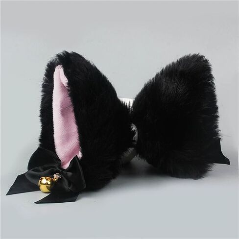 2Pcs Cute Pink and Black Cat Ears Hair Clips Pins Hairpin Anime Lolita Cosplay Headwear Neko Cat Ears Headpiece Halloween Hair Accessories Headbands Hats and Caps in Saudi Arabia