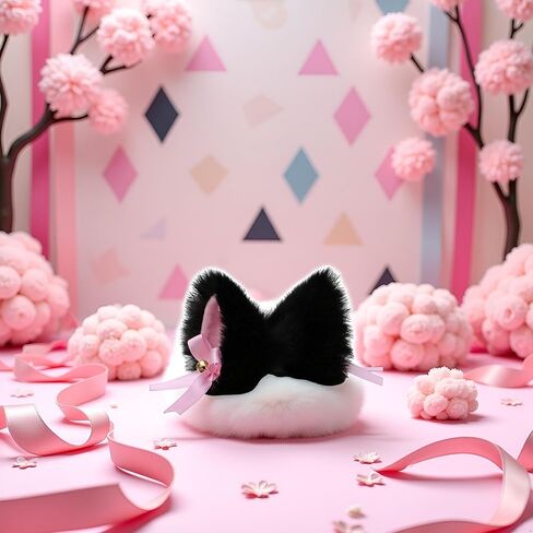2Pcs Cute Pink and Black Cat Ears Hair Clips Pins Hairpin Anime Lolita Cosplay Headwear Neko Cat Ears Headpiece Halloween Hair Accessories Headbands Hats and Caps in Saudi Arabia