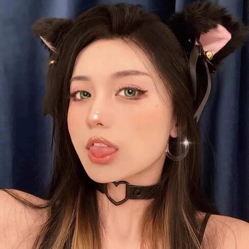 2Pcs Cute Pink and Black Cat Ears Hair Clips Pins Hairpin Anime Lolita Cosplay Headwear Neko Cat Ears Headpiece Halloween Hair Accessories Headbands Hats and Caps in Saudi Arabia